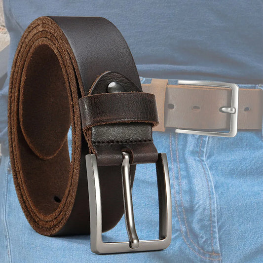 Antique High-quality Metal Needle Buckle High-quality Top Layer Cowhide Men's Casual Belt with Multiple Colors To Choose