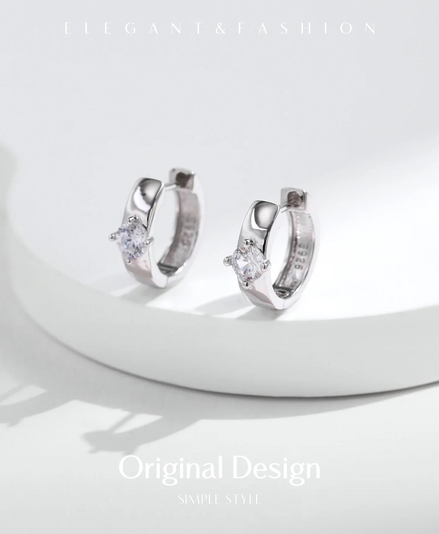 MODIAN Round Moissanite Ear Buckles Lab Diamond 925 Sterling Silver Engagement & Wedding Hoop Earrings for Women Jewelry Gifts