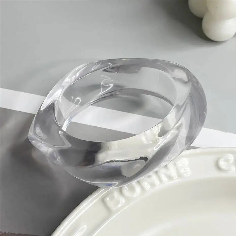 PuRui Vintage Irregular Coloful Acrylic Resin Chunky Bangle Bracelet Women Trendy Geometric Charm Aesthetics Bangle Jewelry Gift