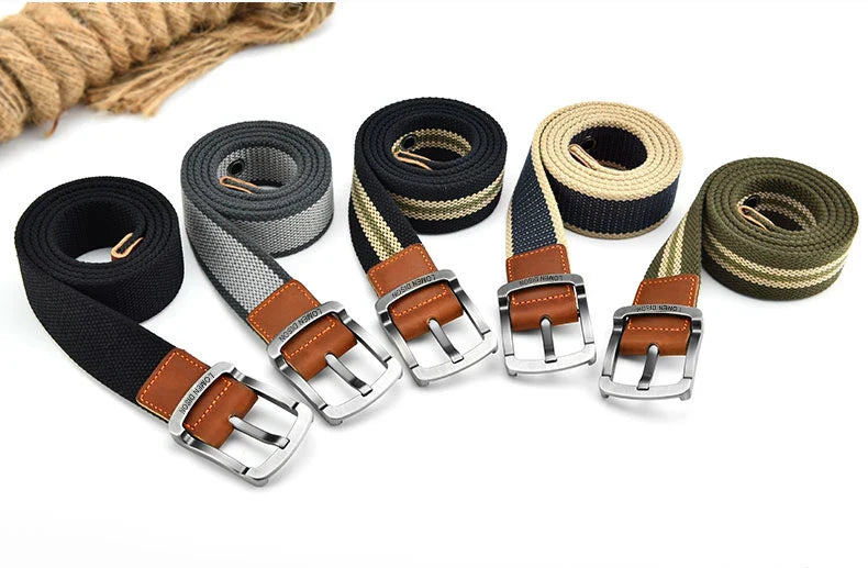 Tactical Canvas Men's Belt Fashion Casual All-match Jeans Accessories Girdle Outdoor Sports Hunting Nylon Pin Buckle Waistband
