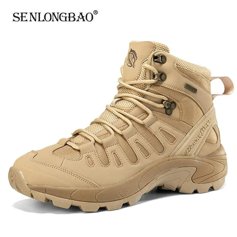 Mens Military Boots Outdoor Leather Hiking Boots Army Special Force Desert Combat Boots