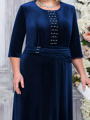 Plus size tight fitting dress, elegant pleated sleeve dress for spring and summer