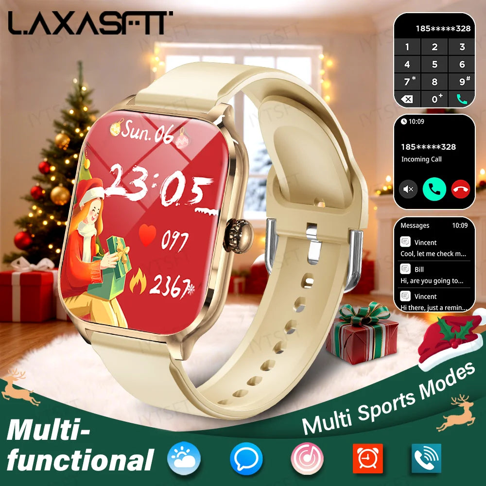 LAXASFIT 2025 New Smart Watch Bluetooth Talk 2.01 HD Touch Screen Multi Sport Function Smart Watch Men Women Christmas Day Gift