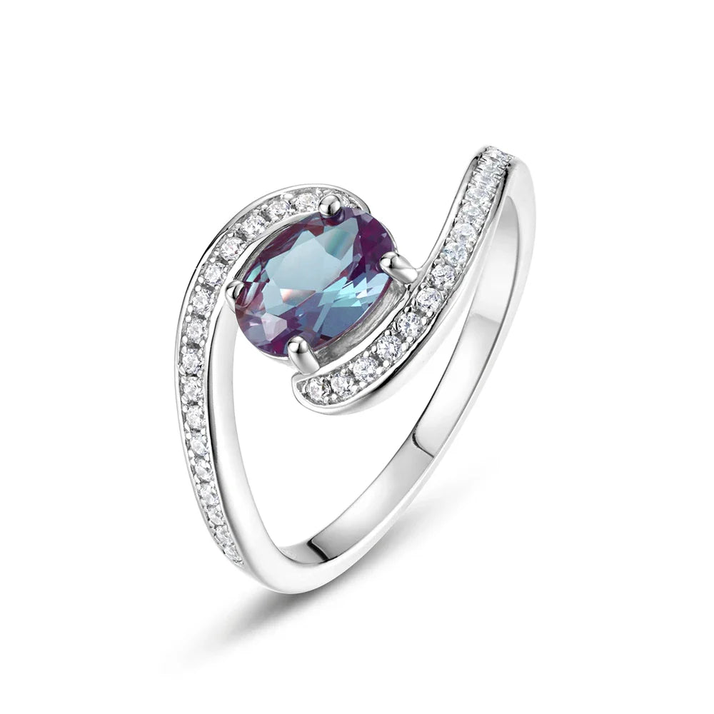 ALLNOEL 925 Sterling Silver Alexandrite Ring For Women Exquisite Style Fashionable Engagement rings Wedding Luxury diamond ring