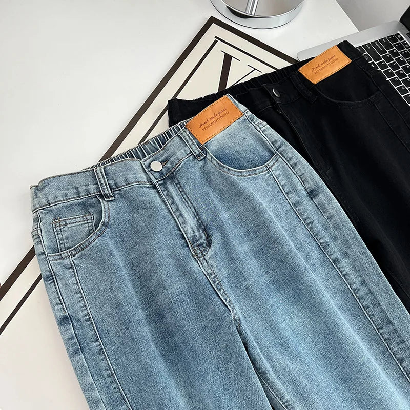 Spring Autumn 100KG Split Leg Opening Drainpipe Jeans
