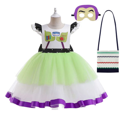Girls Buzz Lightyear Dress Woody Cartoon Cow Frocks Toy Story Halloween Clothes
