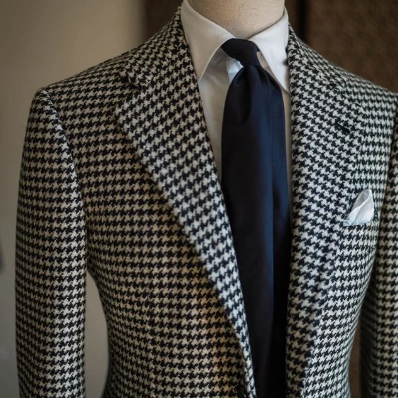 Tuxedo for Mens: Business Blazer for Men Plaid Notched Lapel Suit Jacket