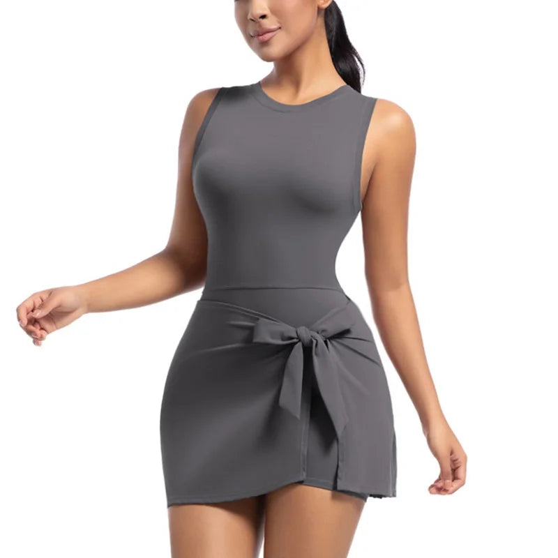 Cloud Hide SEXY Tennis Skirts Sports Dress Golf Gym Yoga Dresses Women Girl Running Workout Long Skirt Fitness One Piece Dress