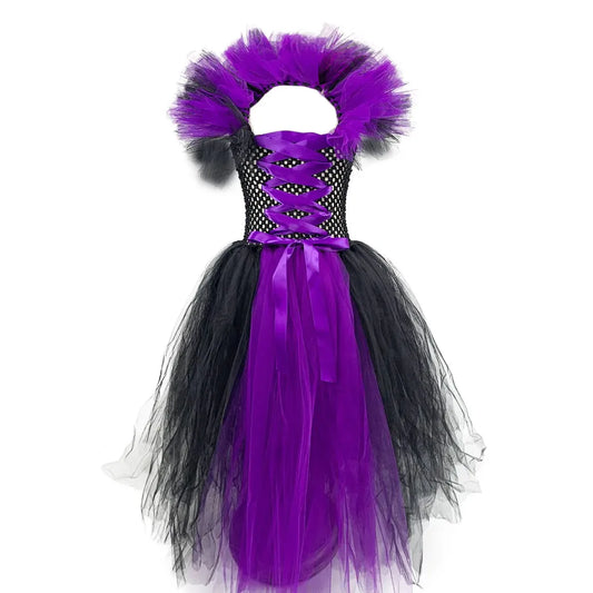 Disney Mistress of Evil Cosplay Outift Tutu Dress for Little Girls Kntting Handmade