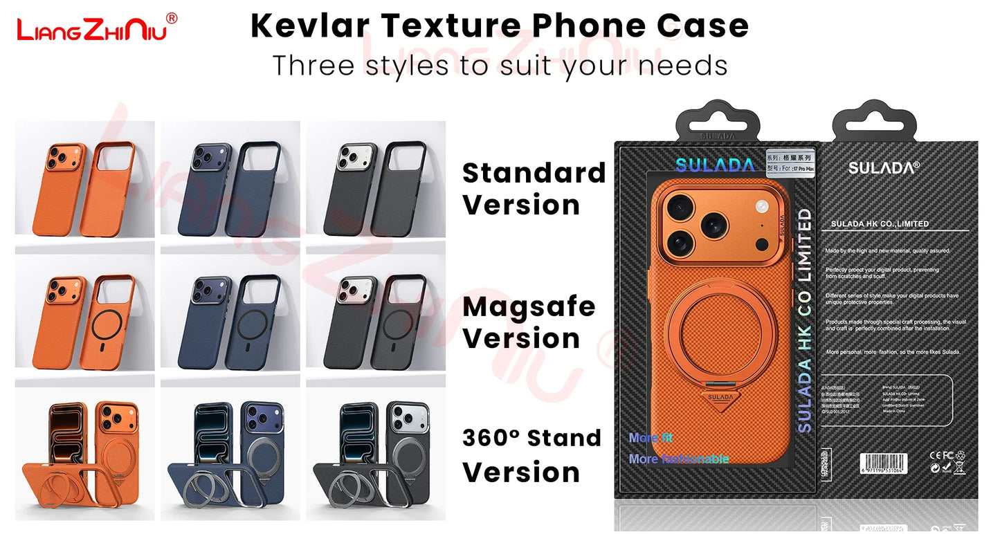 Iphone 17 Pro Max / 17 Pro / 16 Pro Max / 16 Pro Magnetic Stand Carbon Fiber Pattern Magsafe Pc Hard Cover