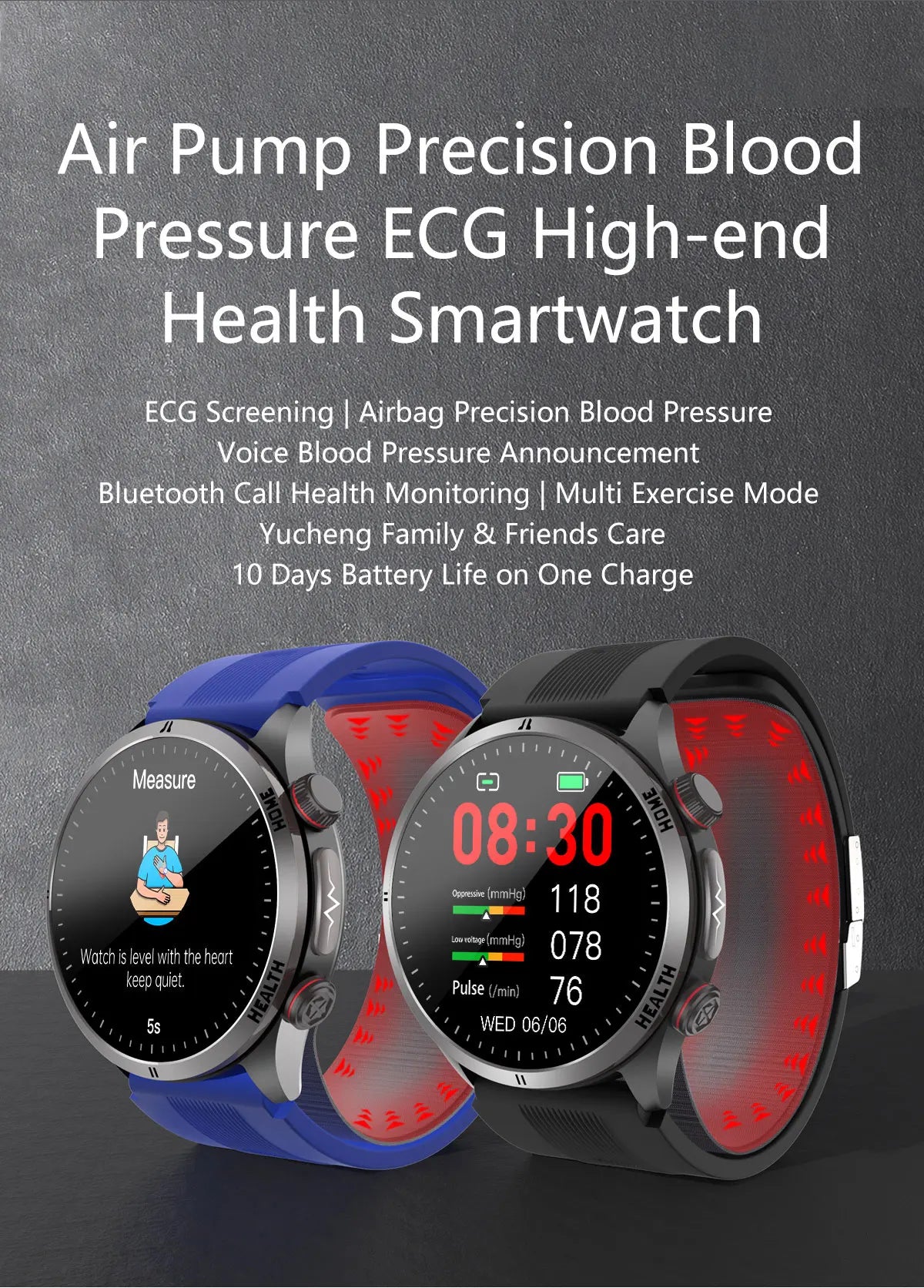 2026New NFC Health Smart Watch Men Air Pump+Air Bag Precise Blood Pressure Fat Measurement Voice Call SmartWatch For Android IOS