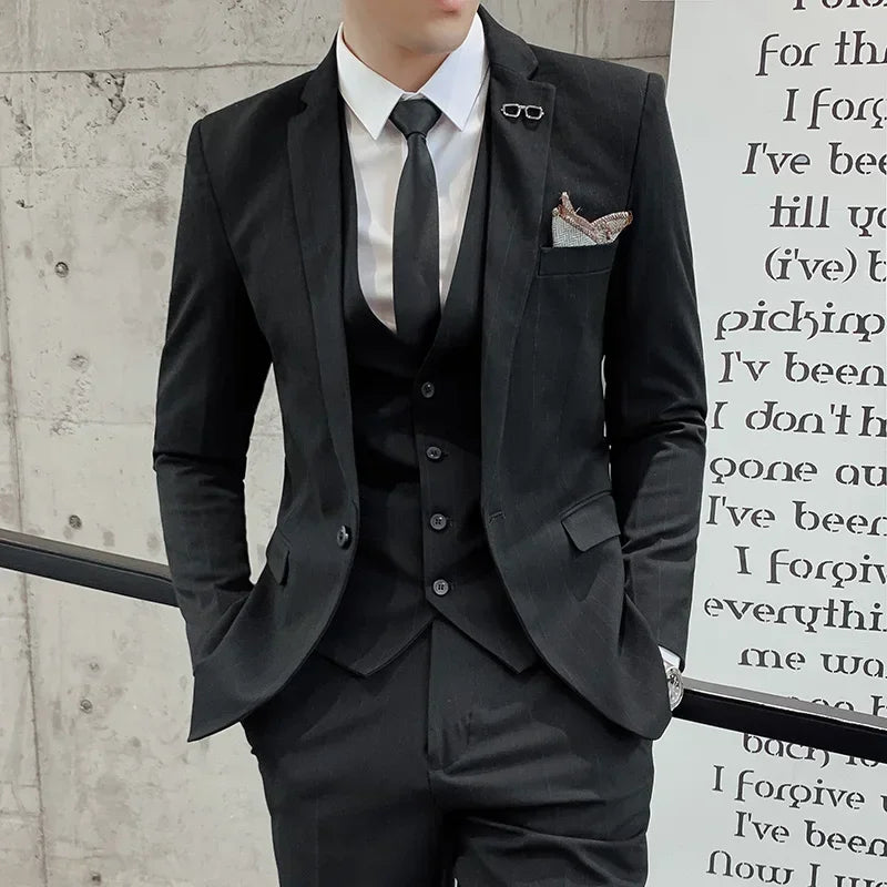 Tuxedo for Mens: Blazers Jacket Pants Vest 3 Pcs Set Fashion Men's Casual Boutique