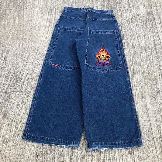 JNCO Y2K baggy jeans men clothing Embroidery Graphic vintage Gothic streetwear