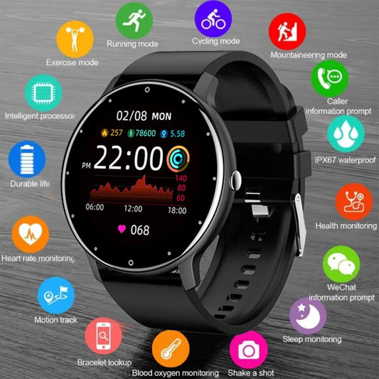 ZL02 Men Smart Watch Full Touch Screen Fitness Tracker IP68 Waterproof Sport Smartwatch BT Call Wrist Watches for Men Women 2026