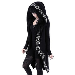 Fashion Trend Ladies Punk Moon Pattern Printing Long-sleeved Cardigan Sweater