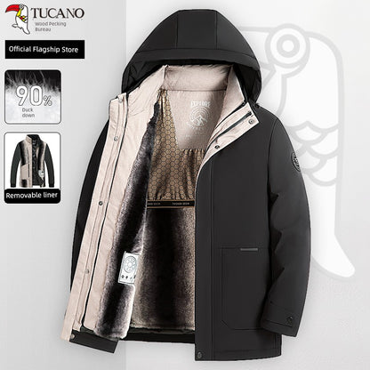 Woodpecker Men Fleece-lined Thickened Middle-Aged and Elderly Heattech Dad