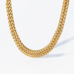 Stainless Steel Gold Color Thick Chain Choker Necklace Bracelet for Women Fashion