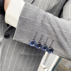 Blazers Jacket Pants Vest 3 Pieces Set Men's Casual Stripe Business Groom Wedding Suit