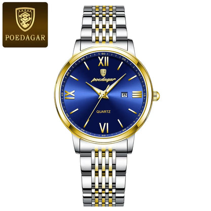 POEDAGAR New Luxury Woman Watch Waterproof Luminous Date Ladies Watch High Quality Stainless Steel Simple Women's Quartz Watches