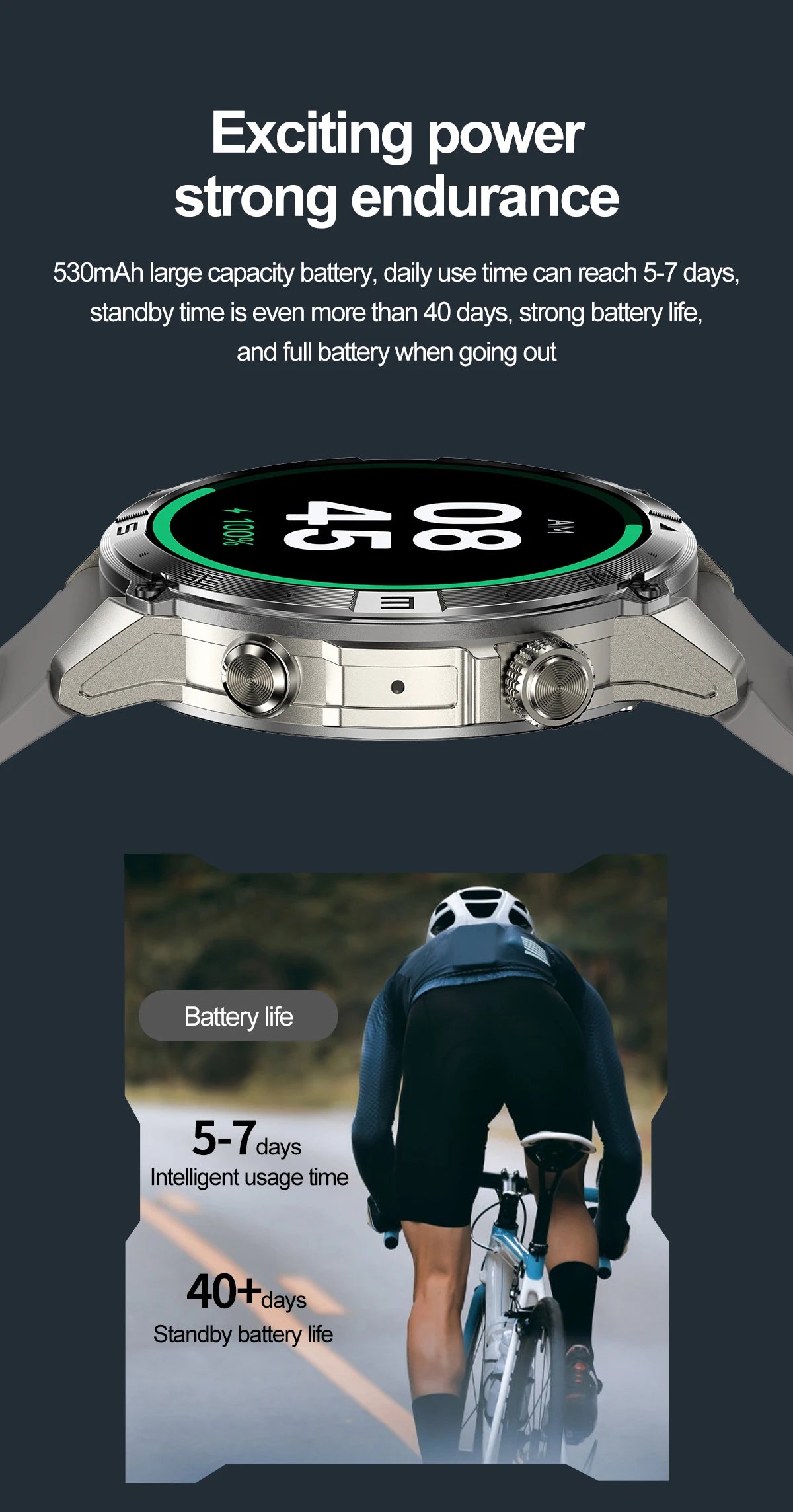 NORTH EDGE GPS Sports Smart Watch 1.43'' Amoled Display AOD Mens Watch Bluetooth Call Altitude Barometer Compass IP68 Waterproof