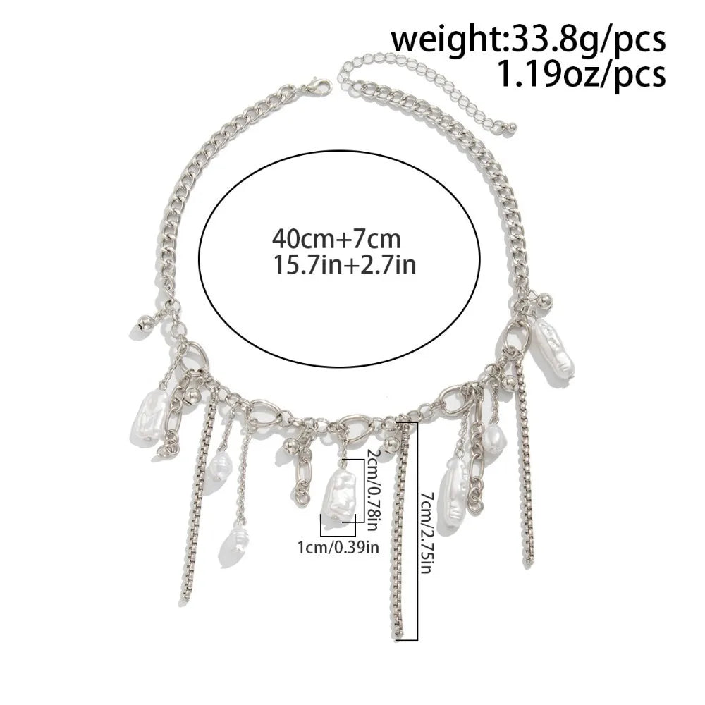 Elegant Irregular Imitation Pearl Beads Necklace for Women Vintage Party Wedding Tassels Choker Fashion Jewelry Accessories Gift