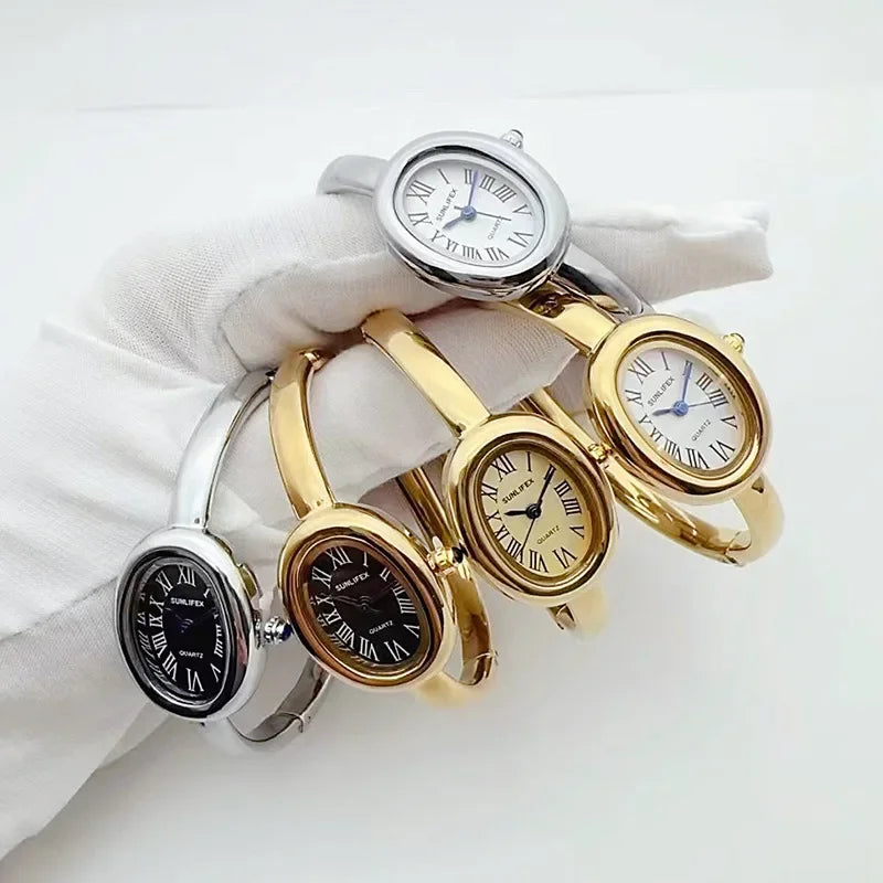 Famous Brand Women Quartz Watch Fashion Luxury Gold Wristwatch Gift Ladies Rome Dial Bracelet Watch Dropshipping Clock
