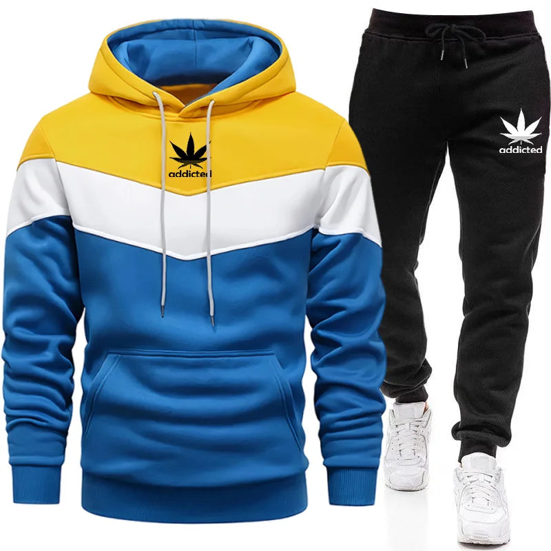 Hot Sales Mens Tracksuit Printed Casual Tricolor Sweatshirts High Quality Sports Jogging Man Clothing Single Piece Hoodie Pants