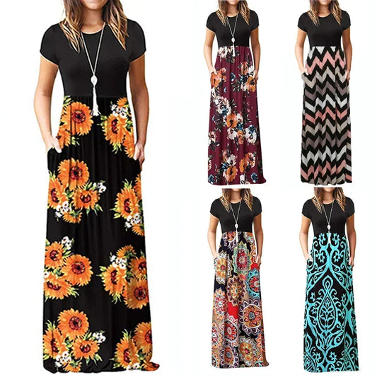 Floral Long Dress for Women Summer Clothing Vestidos de Mujer Elegante Evening Dress