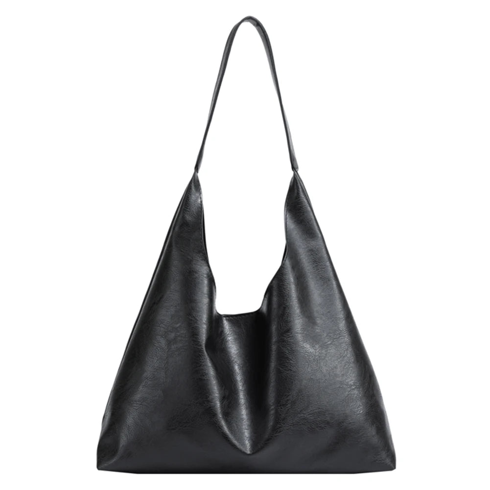 PU Soft Leather Tote Bag Large Capacity Women Vegan Leather Slouch Bag