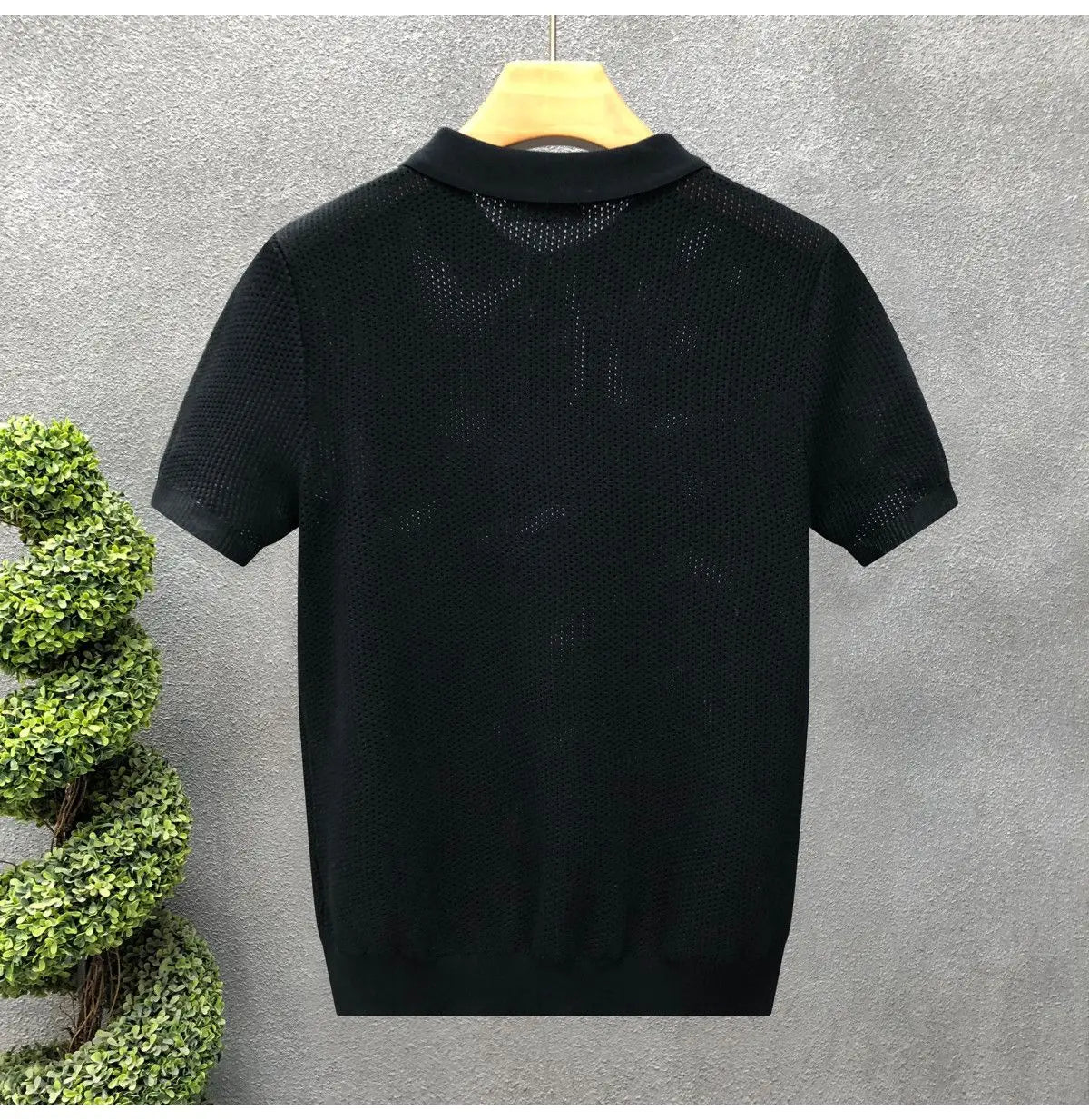 Turn Collar Knit Polo Shirt Short Sleeve Mens Sweater Top