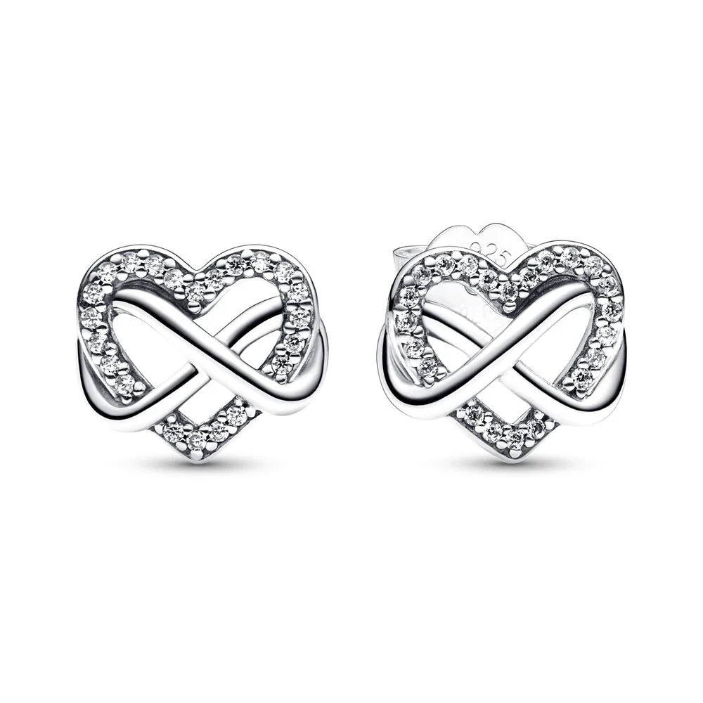 New 925 Silver Earring Shaped Circle Pearls Drop Earring Sparkling Bow Stud Earrings PandKK Original For Women Gift Fine Jewelry