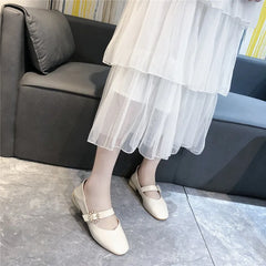 2023  Spring/Summer solid color square toe thick heel deep buckle ladies high heels  DY4392