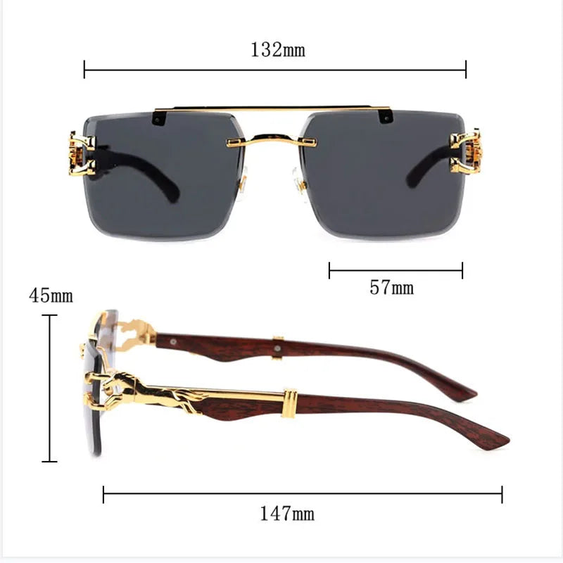 Sunglasses Women Square Rimless Sunglasses For Men Vintage