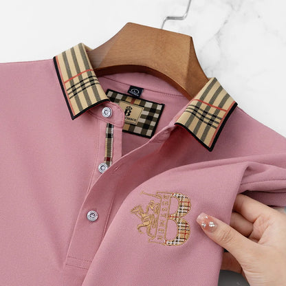 Summer men's fashion casual short sleeved polo shirt high-end boutique embroidered top comfortable and breathable lapel T-shirt