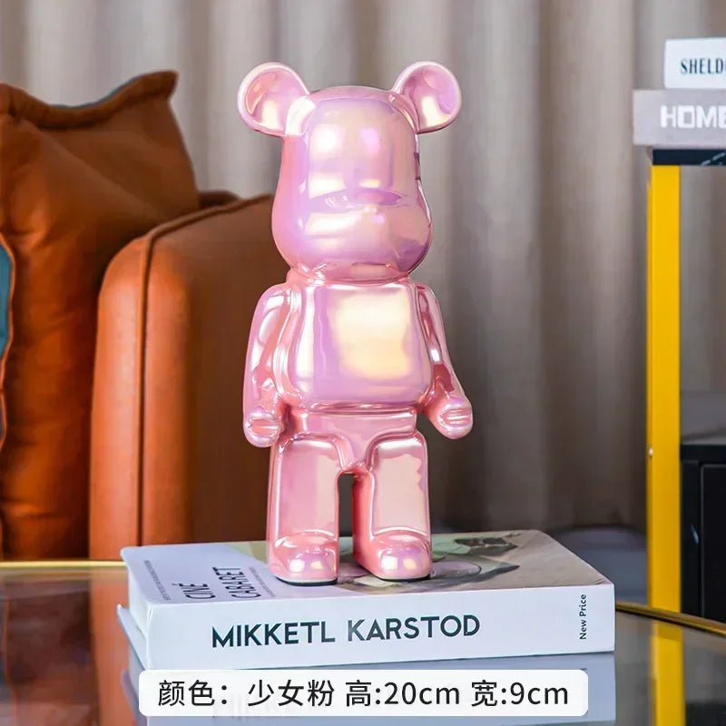 28cm Aesthetic Bear Figure Ceramics Plating Violent Bear Statue Animal Figurine Sculpture Luxury Living Room Decoration Ornament