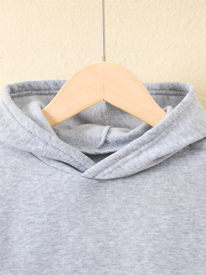 2set Autumn and winter new casual comfort sports style warm boys printed warm lining hoodie and tracksuit pants