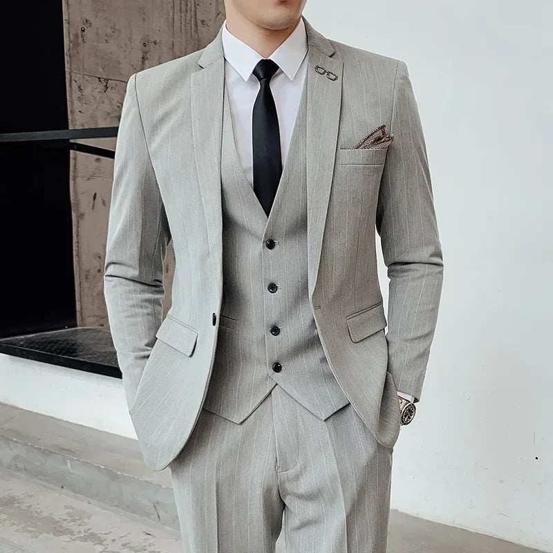 Tuxedo for Mens: Blazers Jacket Pants Vest 3 Pcs Set Fashion Men's Casual Boutique
