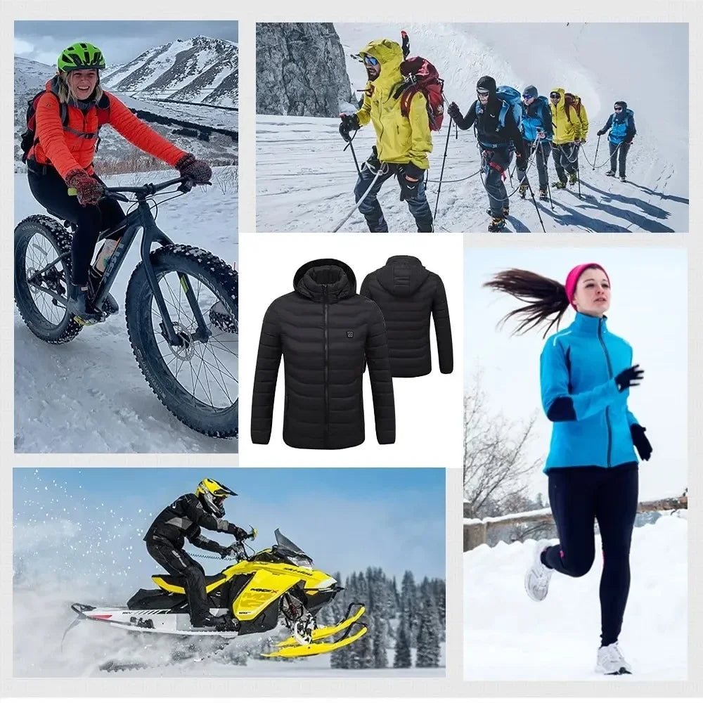 Heated Jacket Men Women USB Self Heated Clothing Washed Cotton Warm Coats