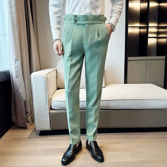 Suit Pants for Men Solid Color Formal Pantalones Hombre Casual Slim Fit Dress Pants