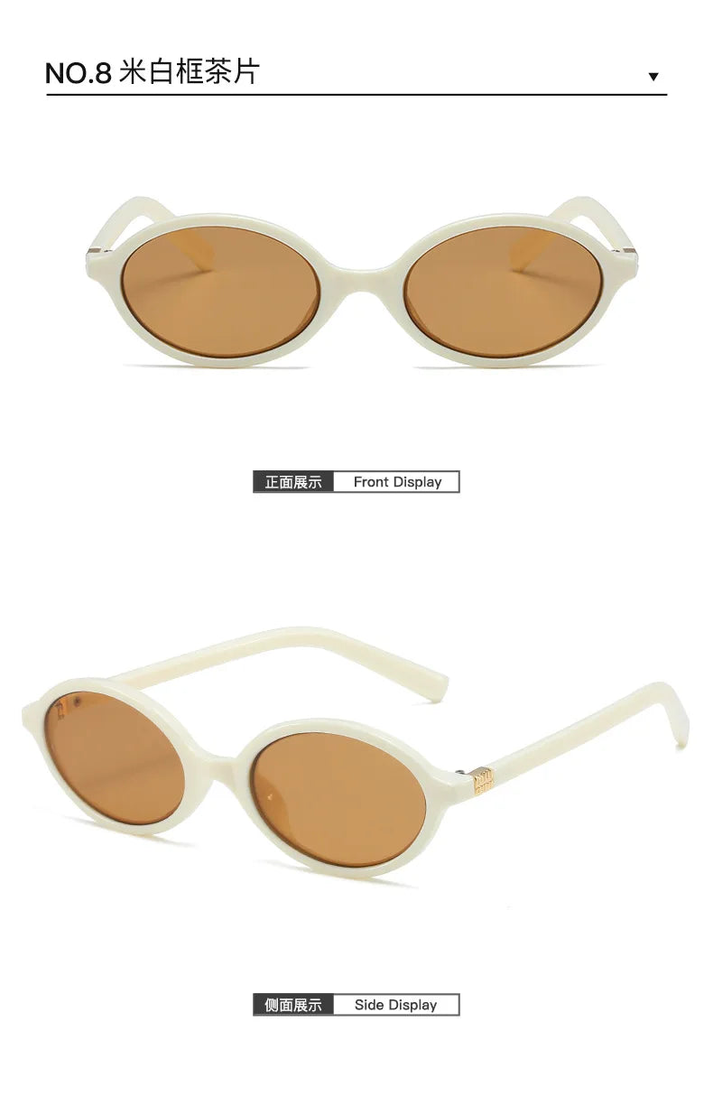 Fashion Oval Simple Literary Sunglasses Women Retro Small Frame Commuting Sunglasses Luxury Brand Design Travel Sunglasses UV400
