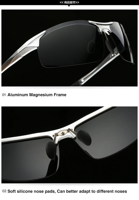 Sunglasses Men Aluminum Magnesium Frame Sport Sun Glasses Driver Retro Goggles