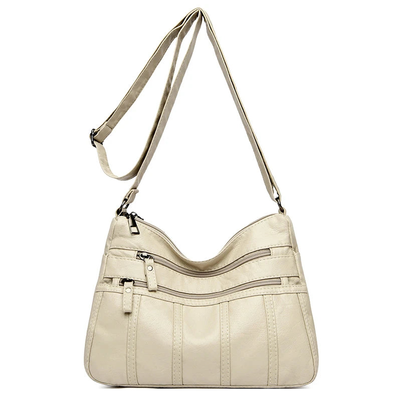 Fashion Soft Leather Crossbody Bags for Women Casual Female Multi Pocket