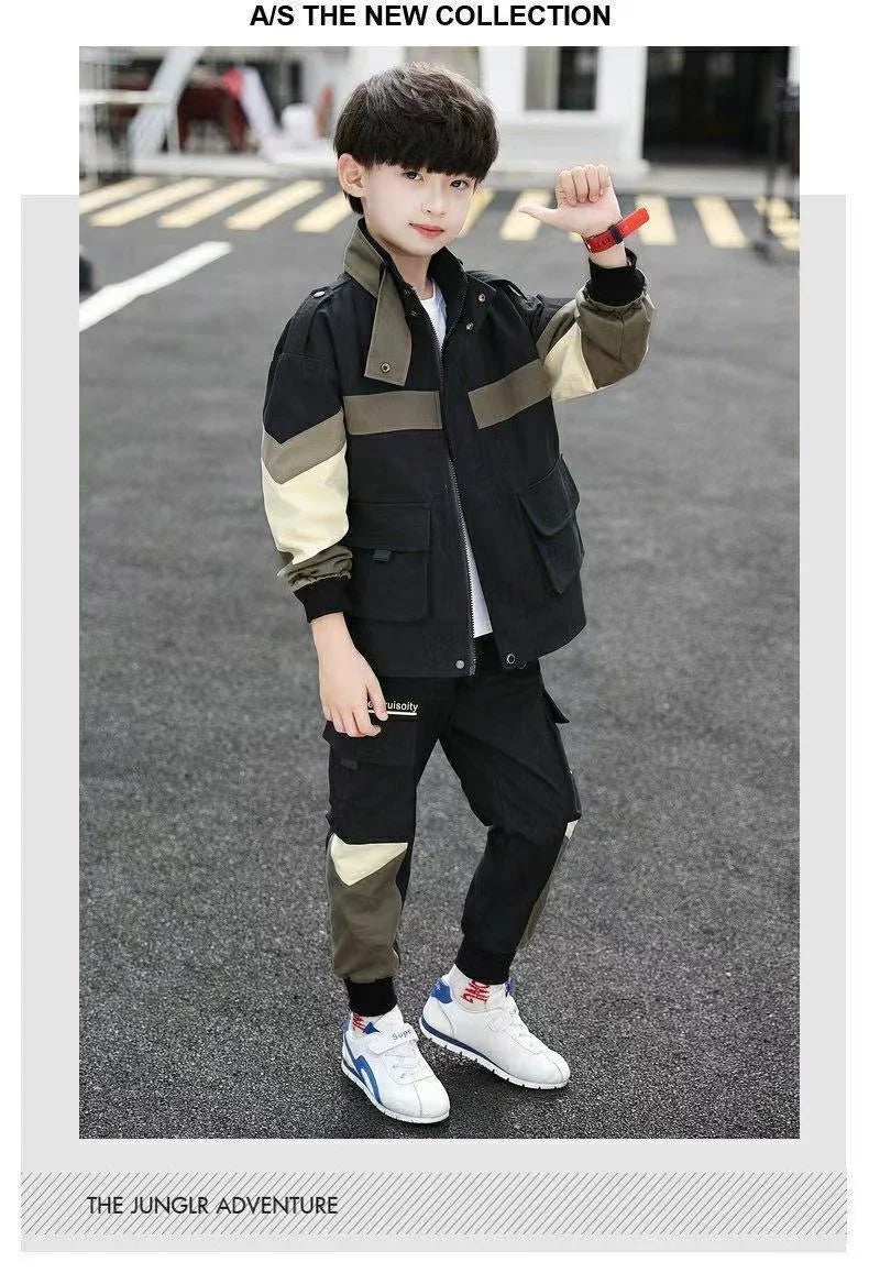 Tracksuit For Boy Sets For Children Boys Jacket and Pants 2Pcs Outfit Sets Junior Kids 3 4 6 8 10 12 Year 2024 New