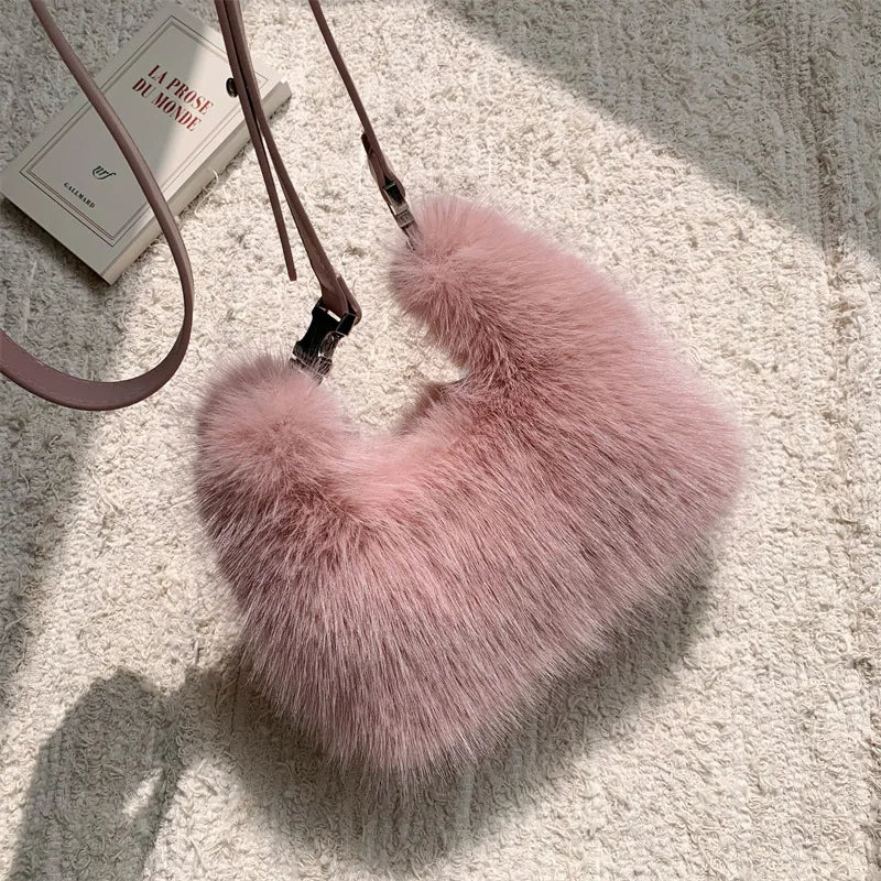 Ladies Shoulder Bags Soft Plush Female Evening Clutch Purse Handbags
