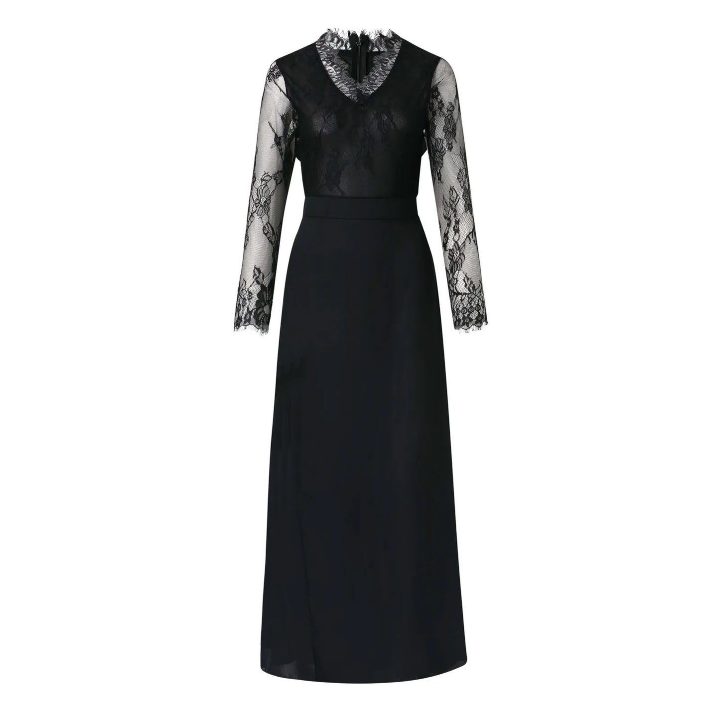Evening wear Dresses: Women's Fashion Lace Splicing Gowns Dresses V Neck