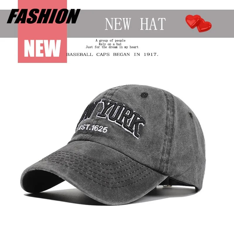 Fashion NEW YORK Embroidery Baseball Caps Outdoor Casual Adult Sun Hats Hip Hop Hat Sports Golf Caps Water Wash Snapback Hats