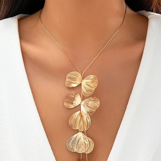 Kpop Flower Petal Pendant Choker Necklace for Women Wed Bridal