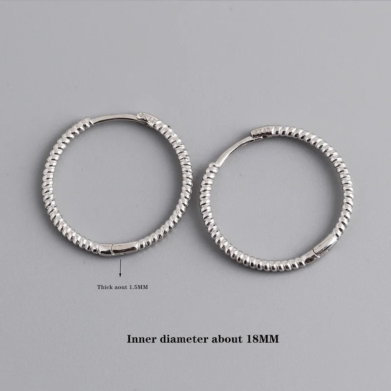 WANTME 925 Sterling Silver Fashion Piercing Charm Twist Huggies Hoop Earrings for Women Rock Gothic Unisex Jewelry Ear Buckles