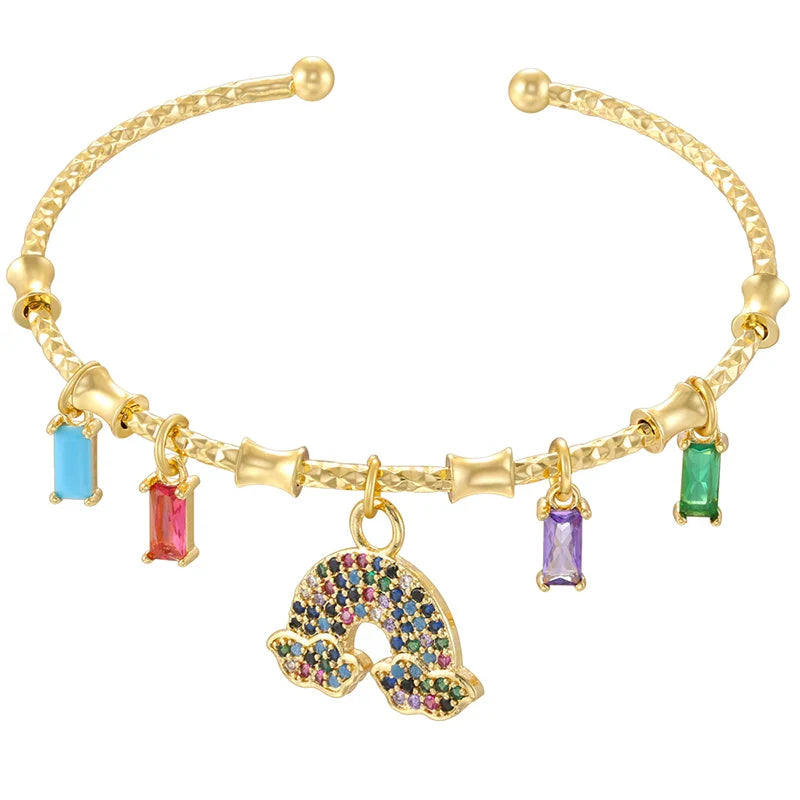 ZHUKOU candy charms bracelet for women Gold color romantic round charms bangles lady birthday gifts Man bracelet Jewelry VL338