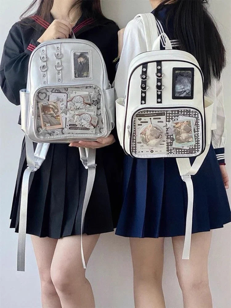Y2K Cute Mini Backpack Women Kawaii Ita Bag Sweet Girl Transparent Rucksack DIY Personality Display Knapsack Lolita Shoulder Bag